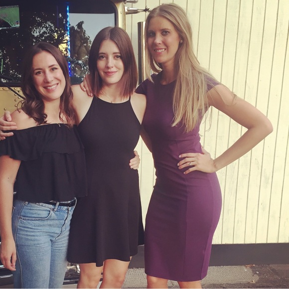 Purple form fitting midi cocktail dress - size M - Picture 6 of 6